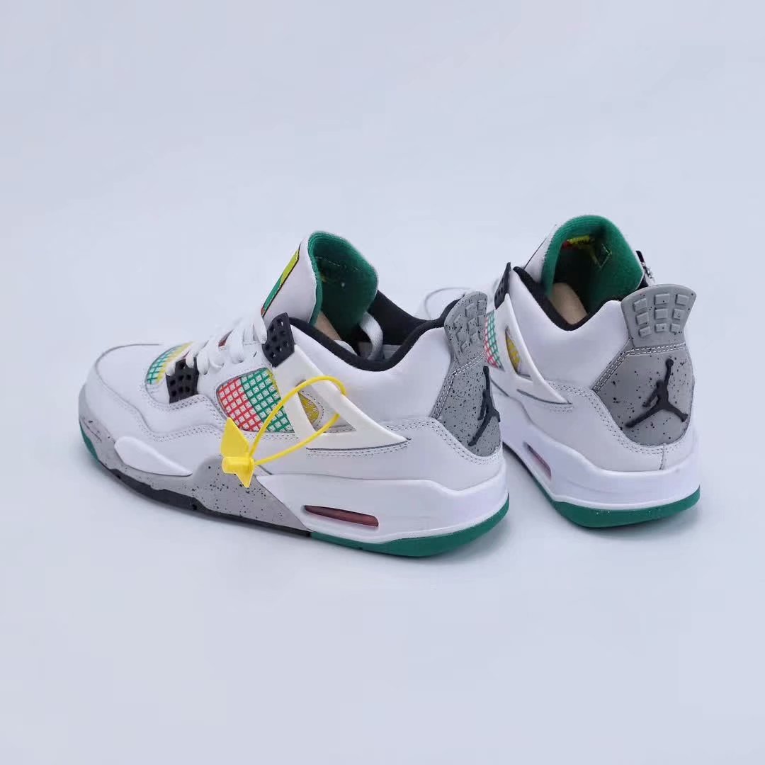 2020 Air Jordan 4 Retro White Yellow Blue Pink